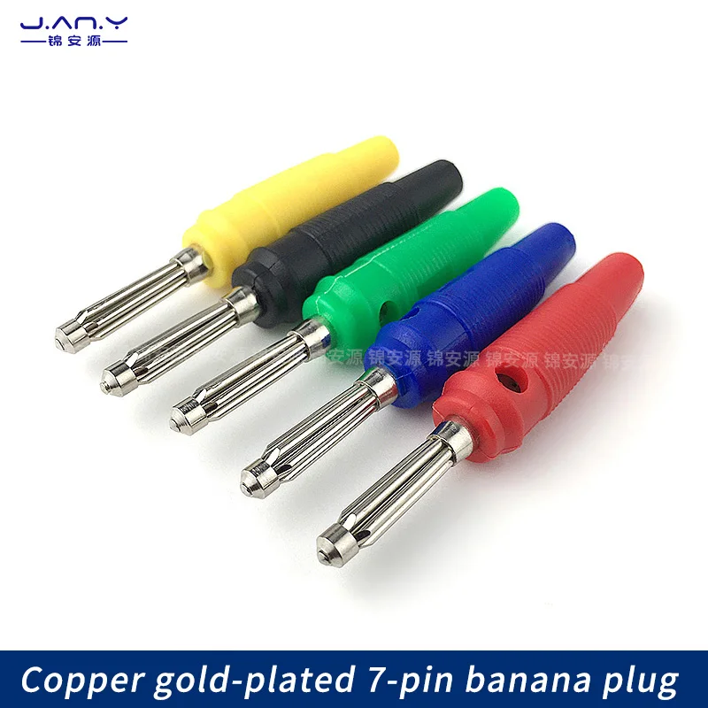 Copper plated 7-pin banana plug screw with solder free overlay 4mm connector, high current and high voltage test connector