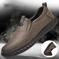 Mocasines planos antideslizantes de cuero de vaca hechos a mano para hombres, zapatos casuales, conducción clásica, suaves, cómodos, de alta calidad, al aire libre, moda