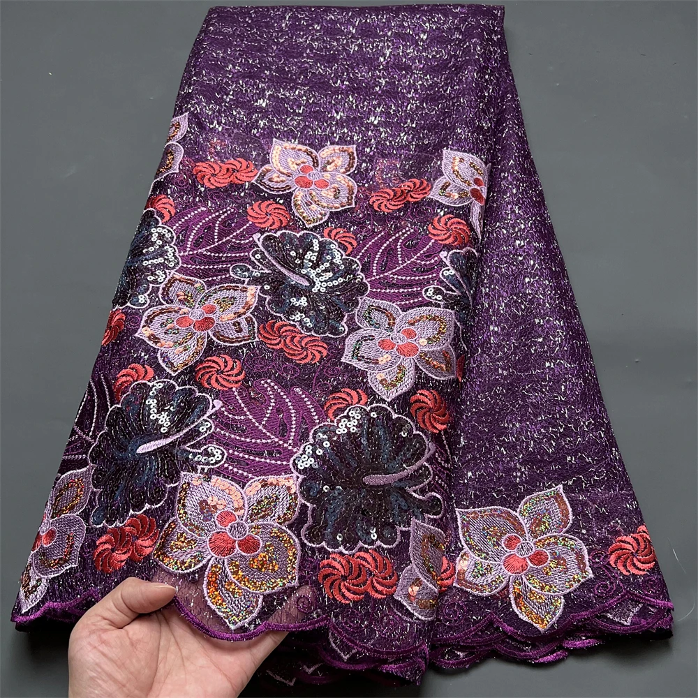 Nigerian Wedding Lace Fabric for Tailor Party, Jacquard Brocade, African Lace, High Quality, New, hz1197, 5 Yard