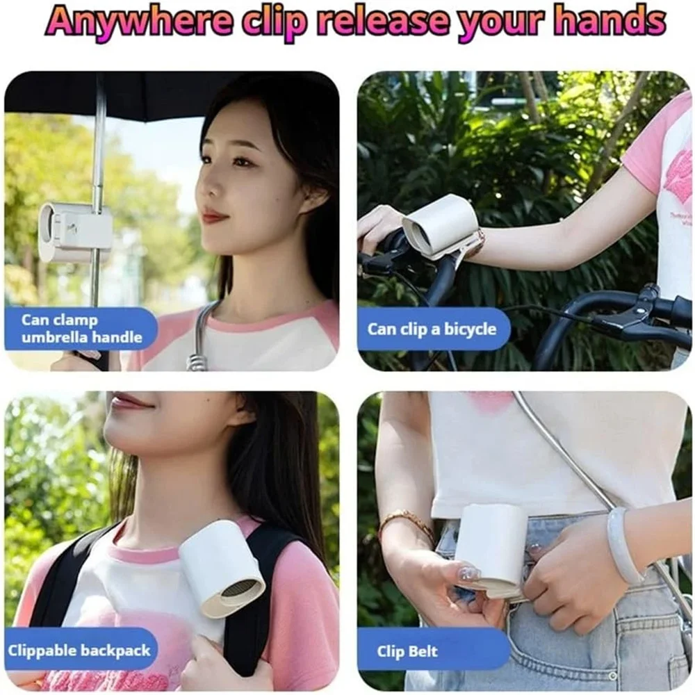 Hipacool Portable Car Clip Fan 360° Rotatable 100 Speed Wind 12V USB Rechargeable Electric Fan Low Noise Mini Fan Clamp Anywhere