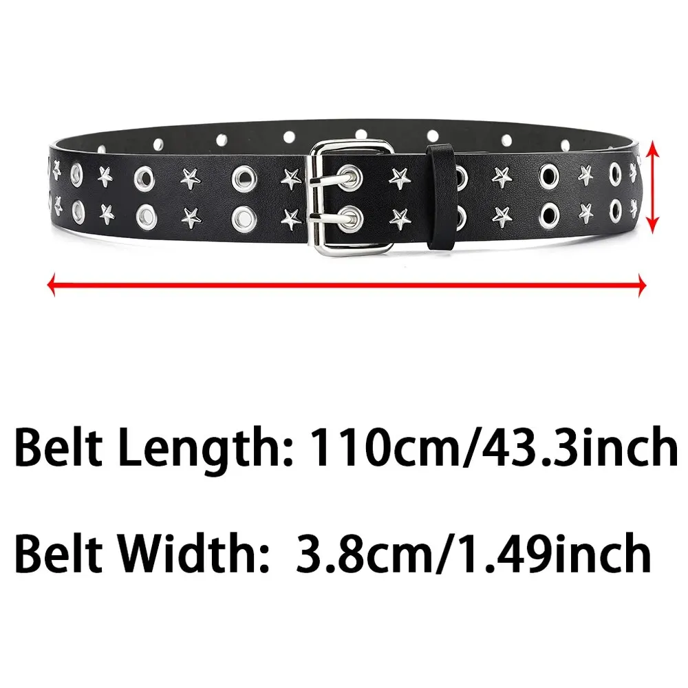 Trendy Pentagonal Star Rivet Women\'s Belt Hip Hop Punk Rock Y2k Style Men\'s Belt PU Leather Belt Paired With Jeans Neutral Belts