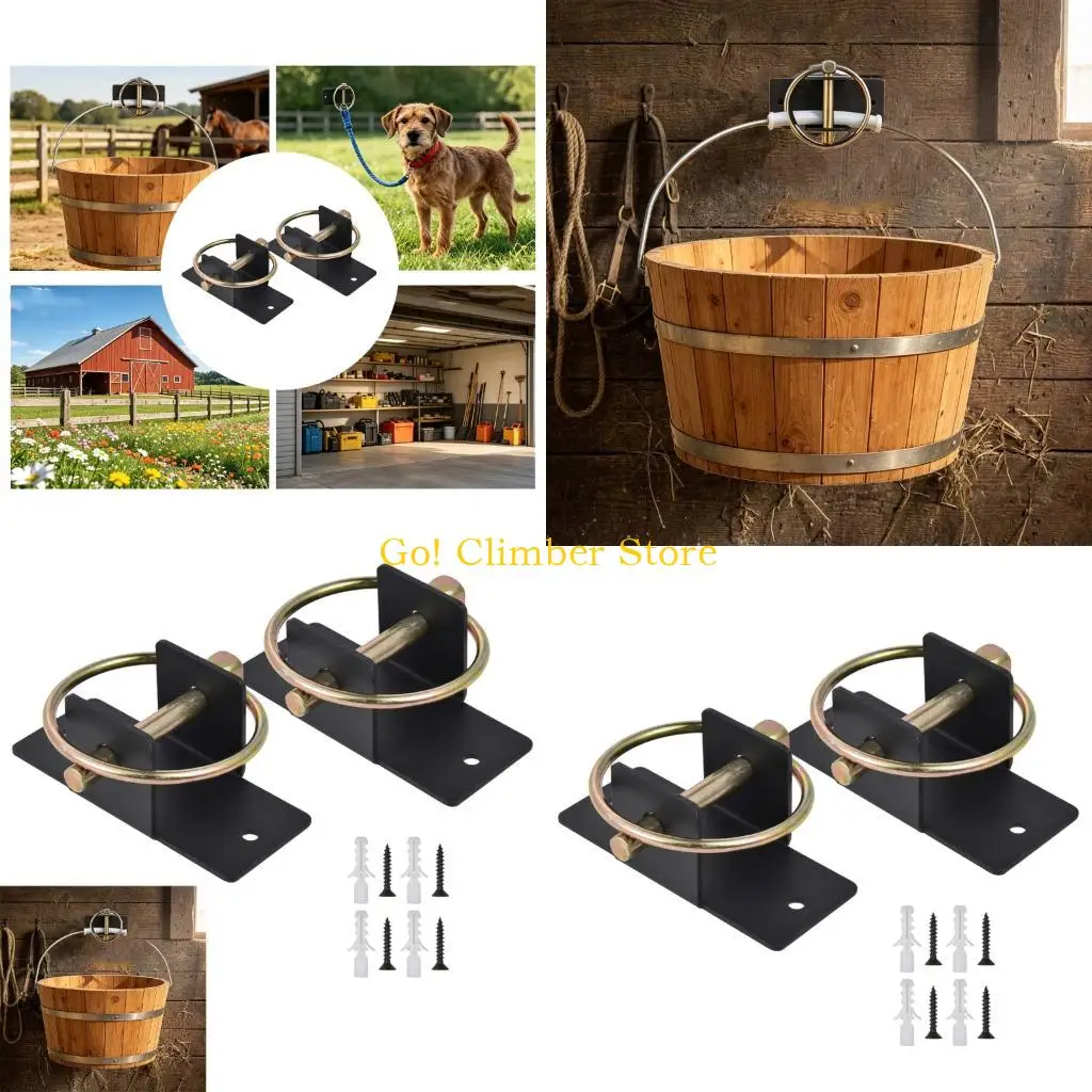 Q84C 2Pack Water Bucket Hook with Quickly Release Pin Heavy Type Wall Mounted Horse Feed Hook Holder for Barnyards Animals