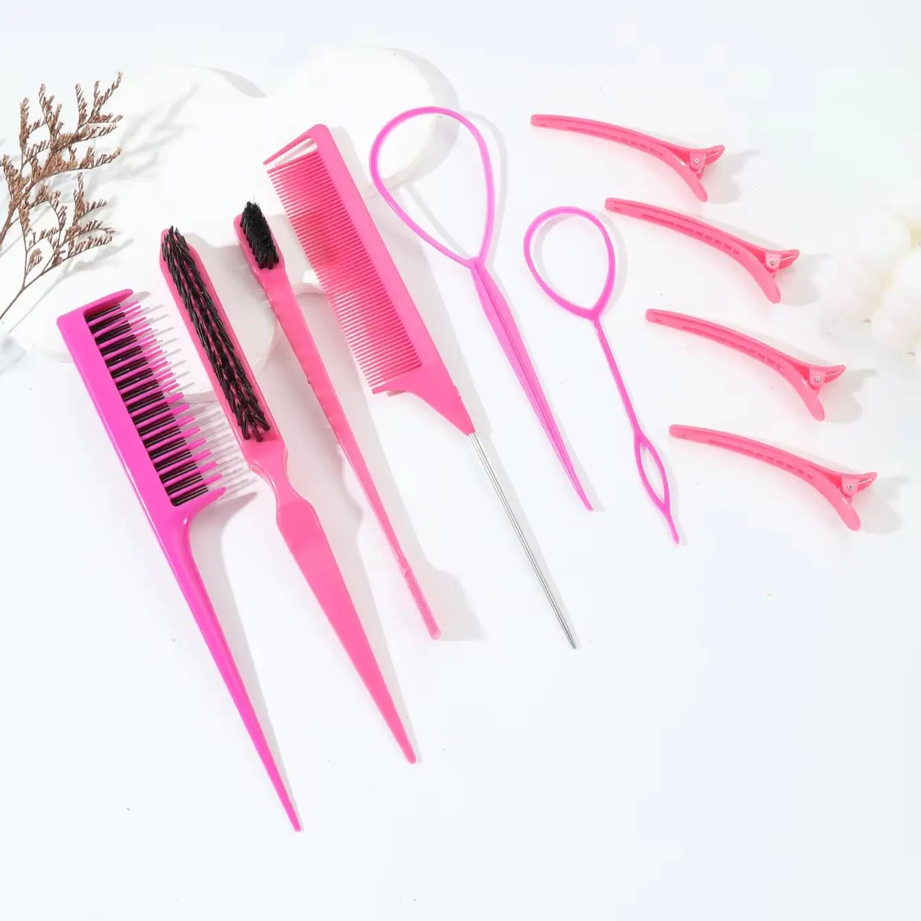 مجموعة تصميم تصفيفة الشعر مكونة من 10 قطع، وأدوات النسيج ومشط شعر متعدد الوظائف للاستخدام المنزلي، خاص بشعر مستعار حقيقي #2