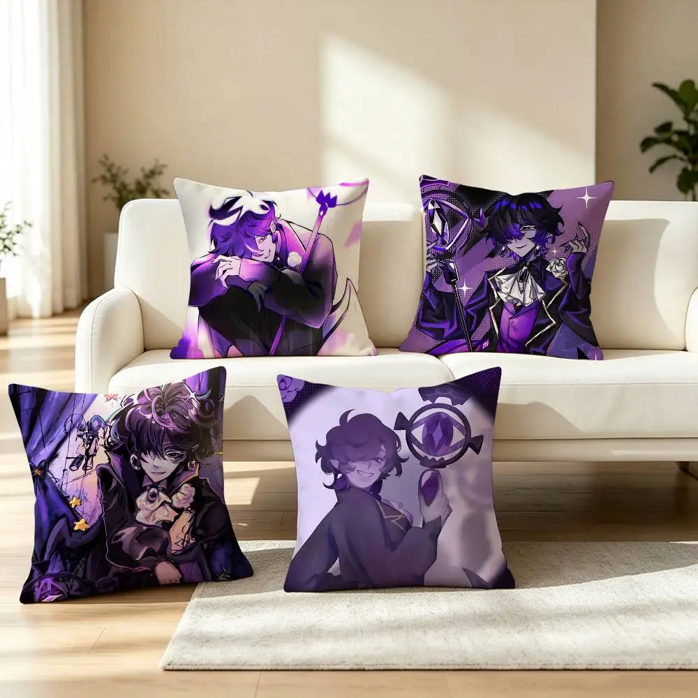 C-Cookie Run Black Sapphire Cookie Square Double-Sided printed Pillow Case Bedroom Bedside Pillow Sofa Cushion Cover