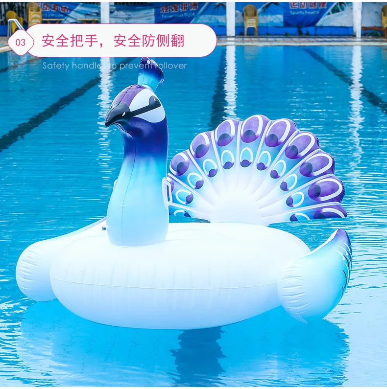 Peacock Inflatable Floating Mat Adult Water Float Bed PVC Swim Ring Outdoor Custom
