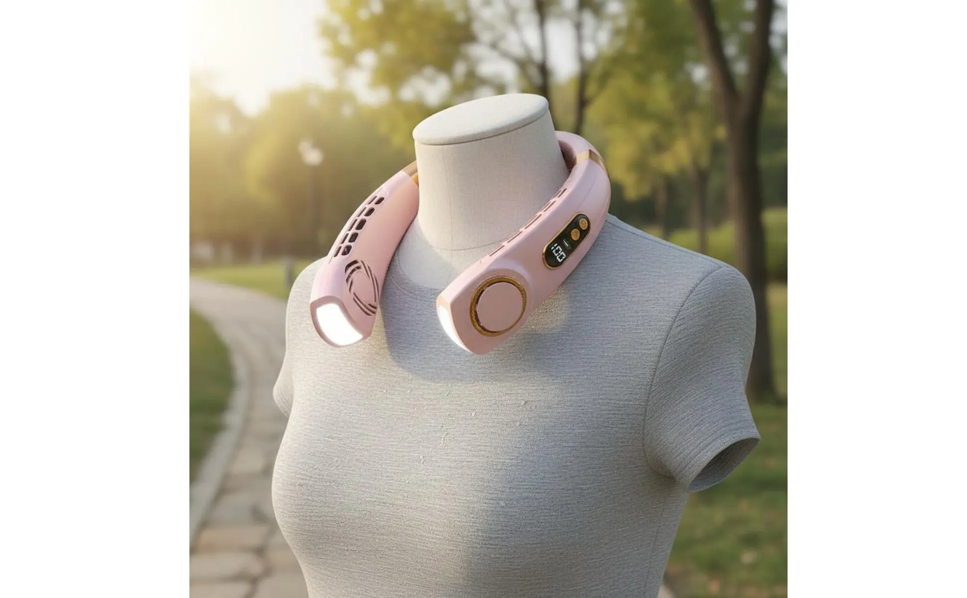 Neck Fan 360° Surround Wind Flow Hanging Neck Fan Wearable Air Cooler 3-Speed Adjustment Glowing Display Digital Display Neck Fan 360° Surround Wind Flow Hanging Neck Fan Wearable Air Cooler 3-Speed Adjustment Glowing Display Digital Display