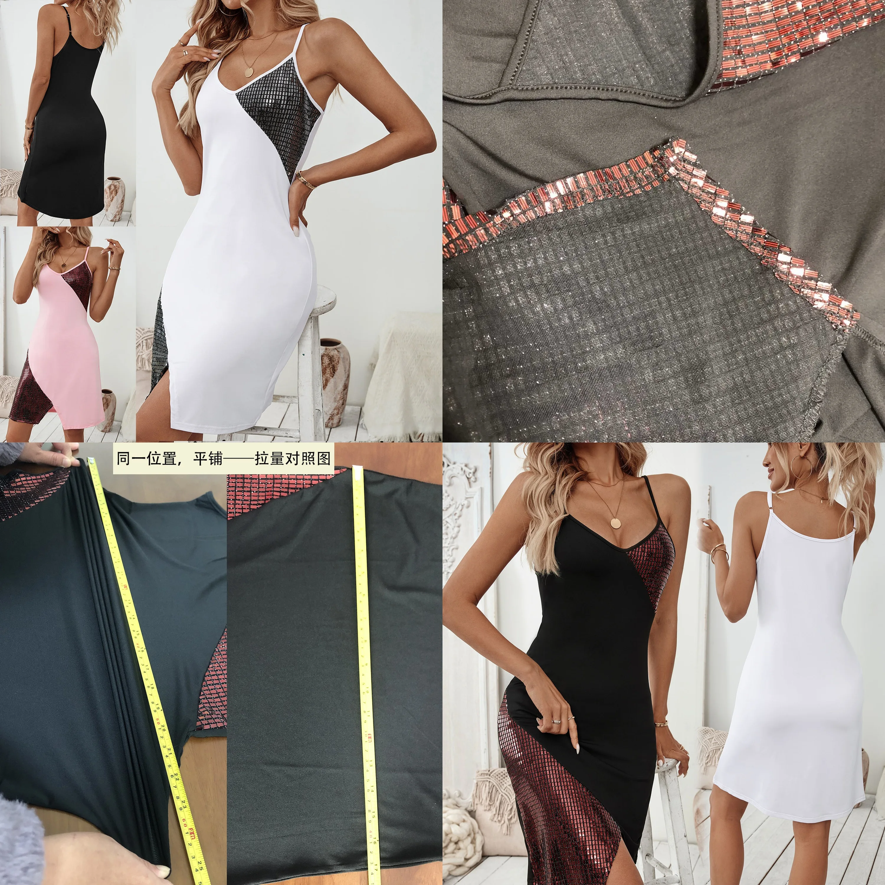 Women Sequin Patchwork Dress Summer Bodycon Jumpsuit Nightwear Sleepwear Lingerie Sexy Spliced Mini Dresses