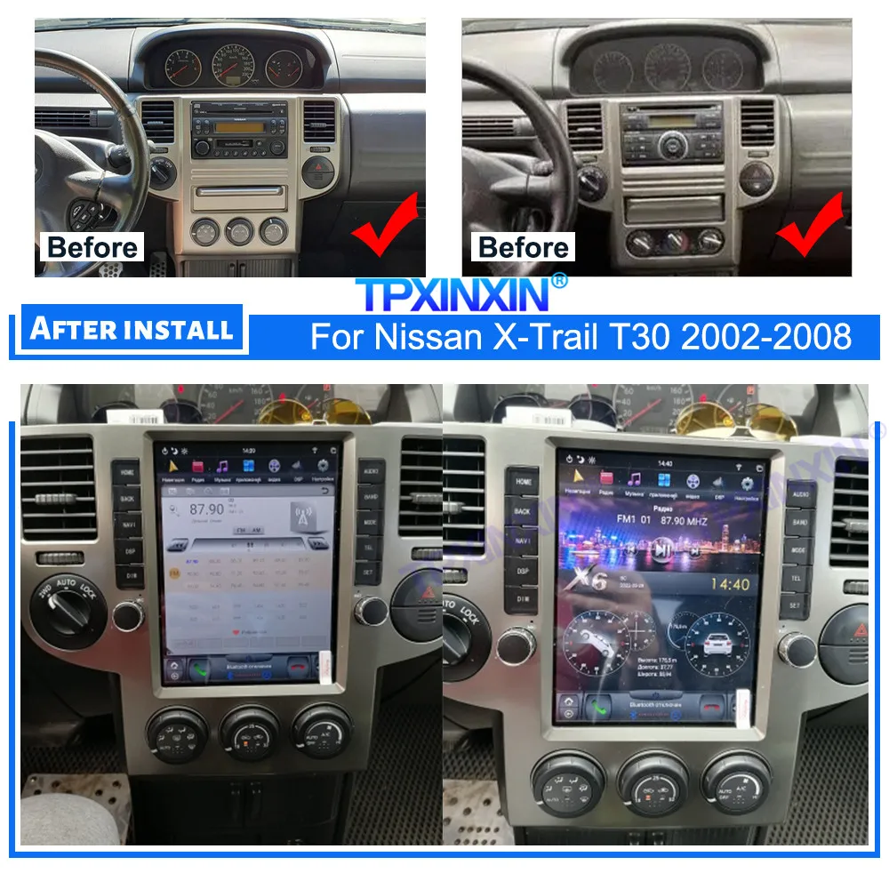 Tesla Style Android 12.0 Car Radio For NISSAN X-trail T30 2002-2008 Multimedia Player GPS Navigation HD Touch Screen Head Unit