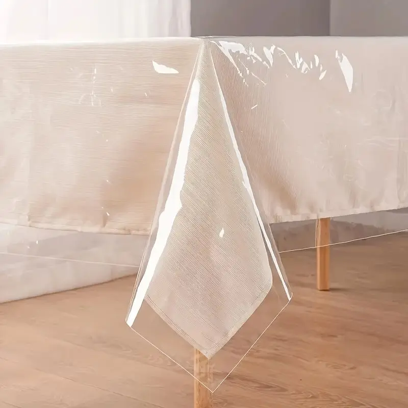 PVC transparent tablecloth with a thickness of 0.25mm, heat-resistant, waterproof, and oil resistant dining table mat, 1pc
