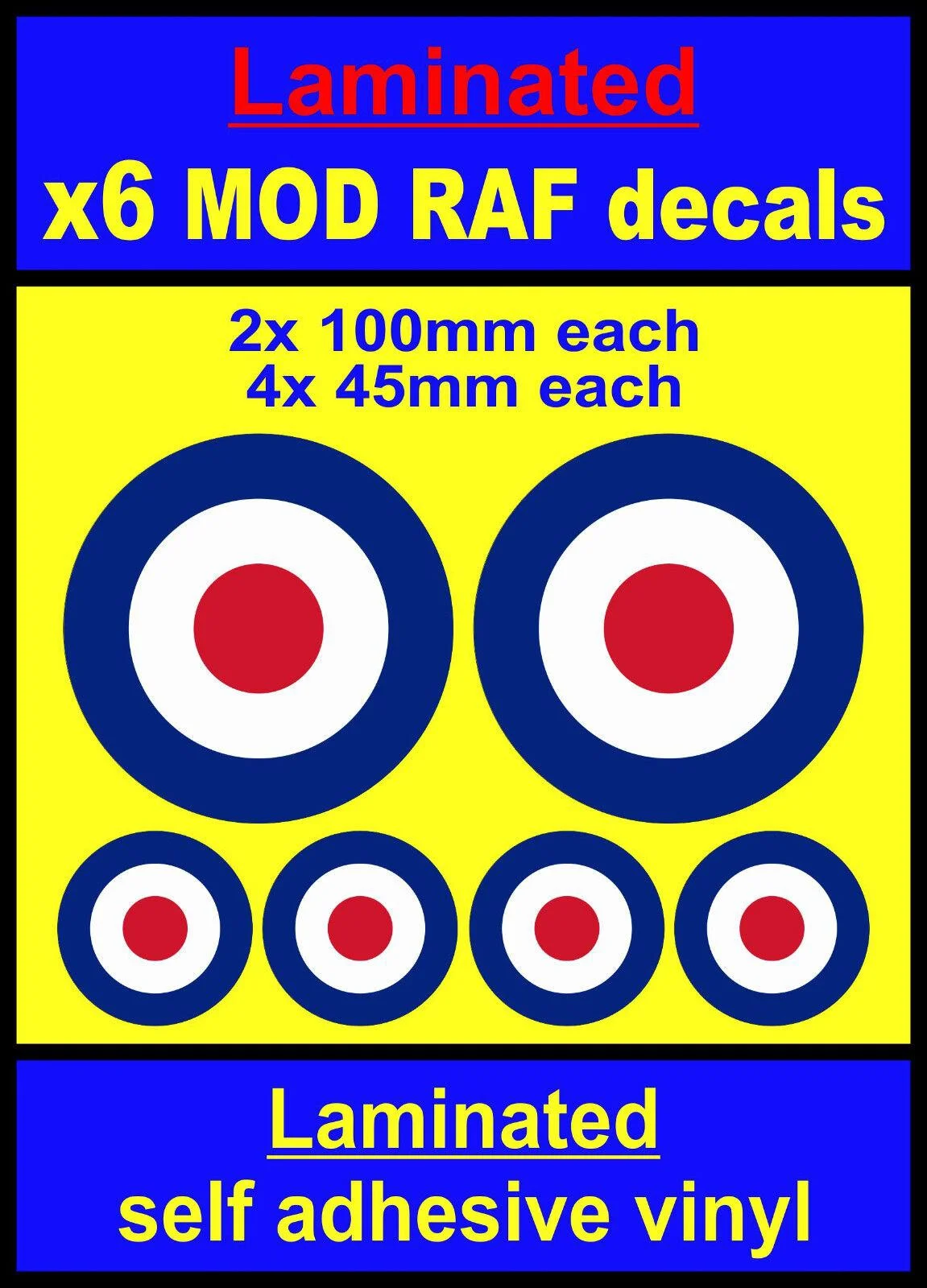 For Laminated 6x RAF Roundel stickers The Who Mod Target Scooter Decals vespa car