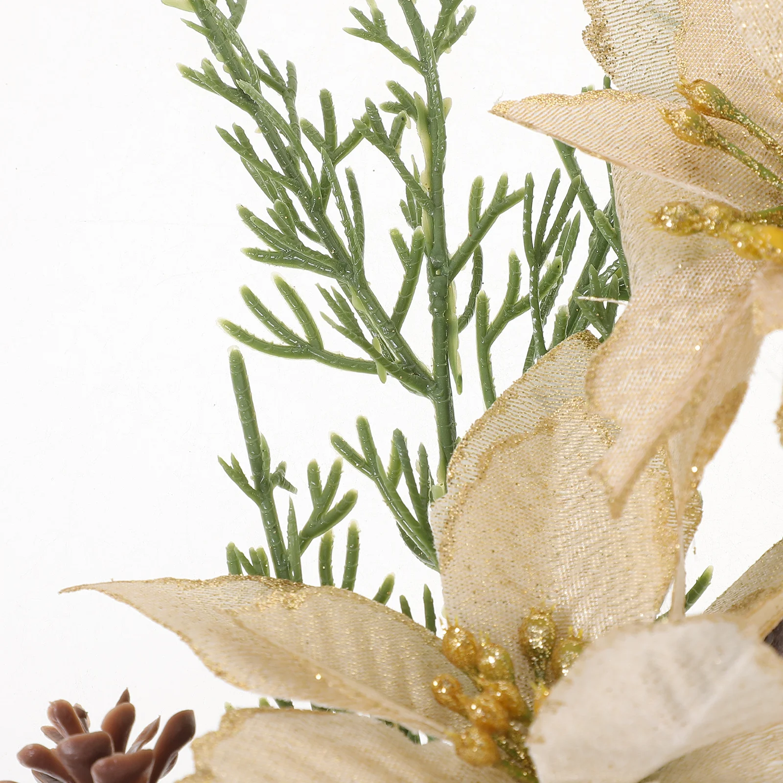 

2Pcs Christmas Flower Stems Artificial Realistic Poinsettia Picks Xmas Tree Decor Holiday Party Floral Arrangement Decoration