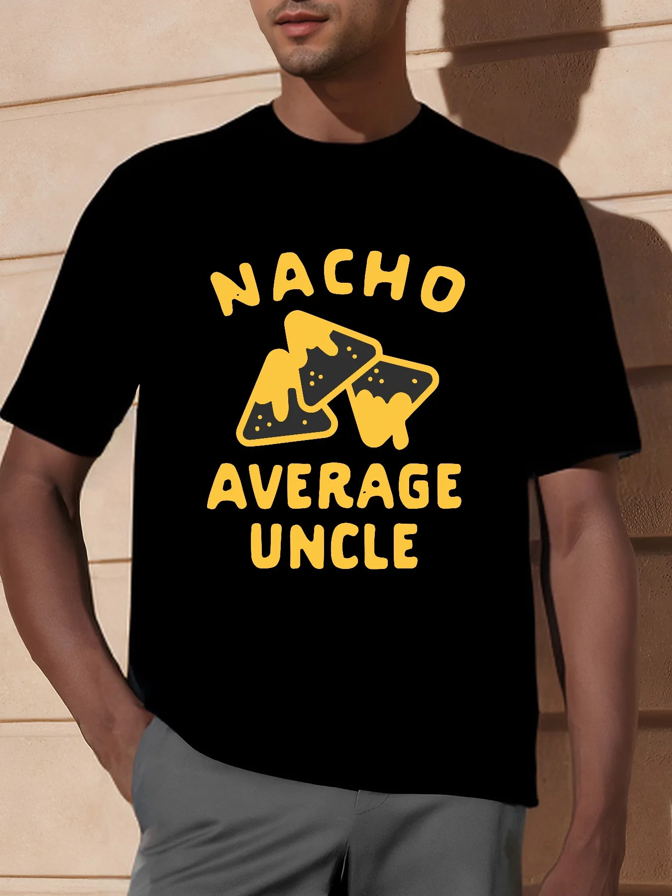 Mens Nacho Average Uncle Tshirt Funny Family Queso Tortilla Chip Graphic Novelty Tee