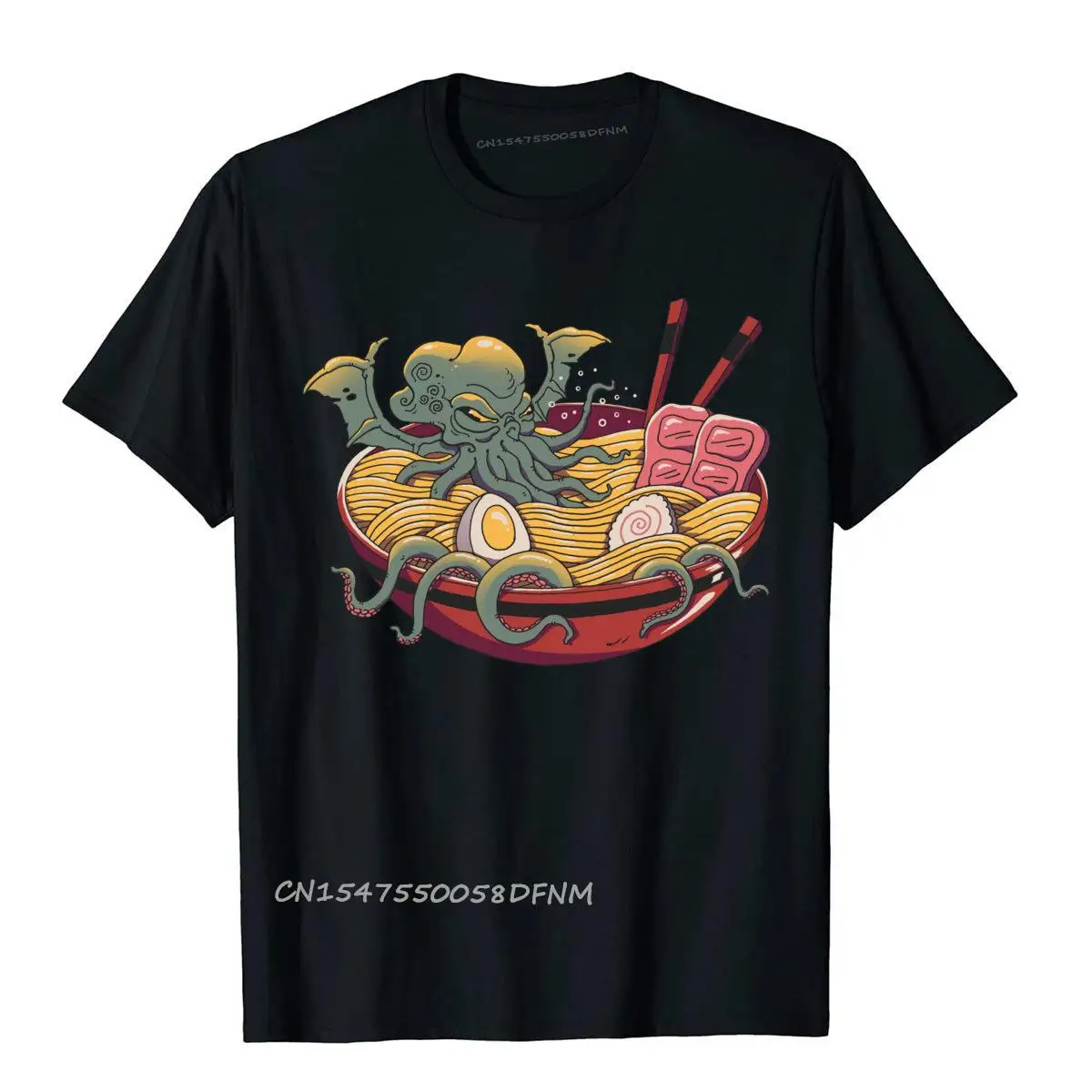 

3D Style Ramen Cthulhu Tops Shirts For Men Funny 100% Premium Cotton T Shirts Outdoor