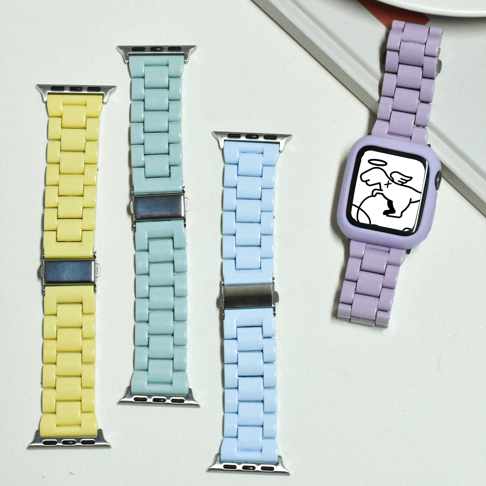 Resin Watch strap for apple watch series 10 42MM 46MM 9 8 7 SE 6 5 4 Ultra band 42 38mm candy for iwatch 44mm 40 41MM 45MM 49MM