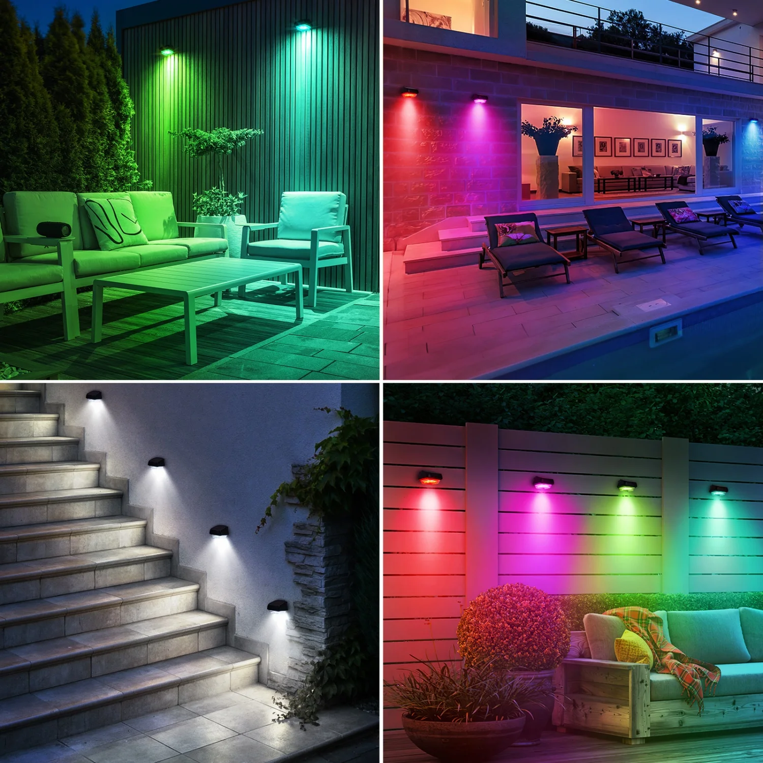 6/12 حزمة من مصابيح السياج الشمسية مع 3 أوضاع، مصابيح LED تعمل بالطاقة الشمسية، أضواء شمسية خارجية متوهجة ملونة للفناء والساحة وحمام السباحة والجدار #6