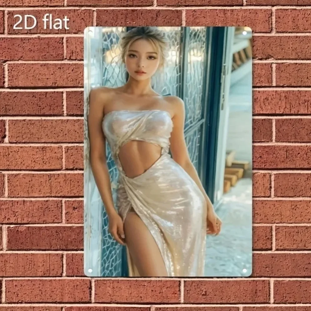 

Femi Art Retro Woman Metal Wall Sign Elegant Golden Home Bar Decor Gift