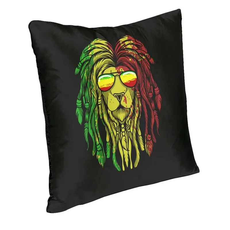 Reggae Music Lion Jamaican Flag Rasta Rastafari Square Throw Pillow Cover Home Decor 3D Double-sided Printed Cushion Cover Sofa