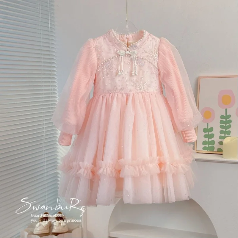 

Girls Spring and Autumn Princess Dress New Bubble Skirt Children's Fashionable Dress
