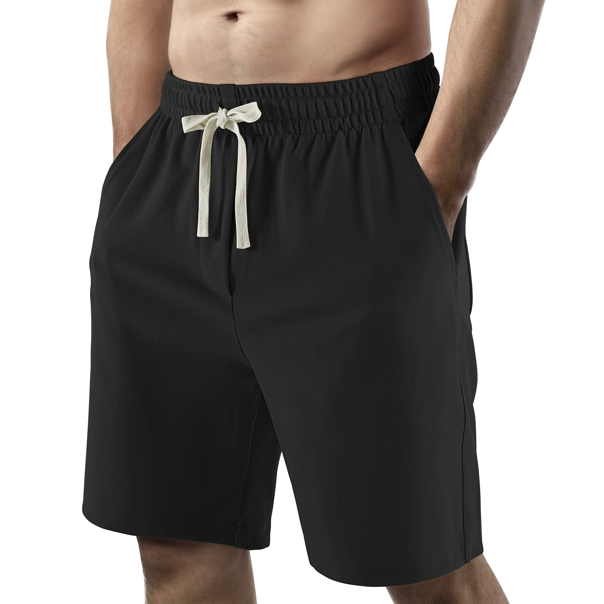 Pantalón corto de verano para hombre, con bolsillos, cintura elástica con cordón, tejido suave, ligero y cómodo.
