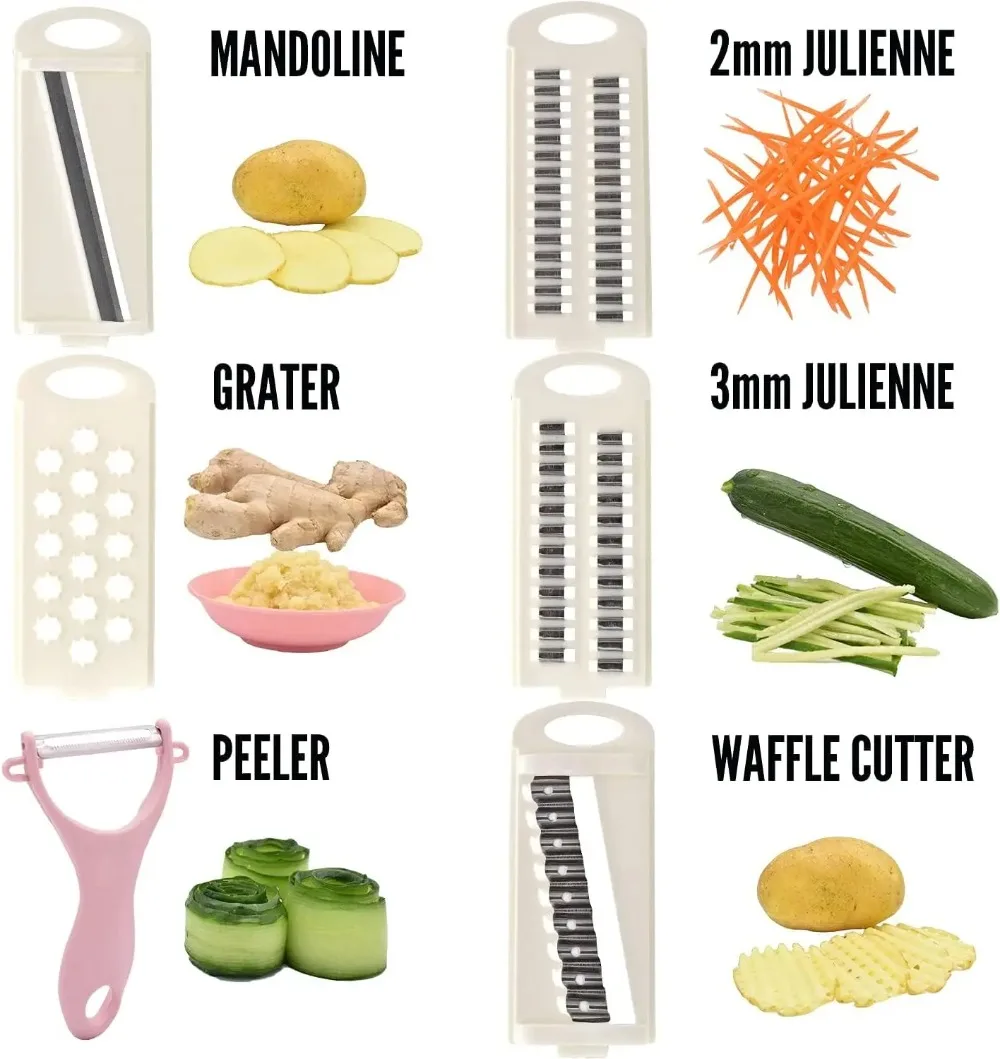 5 في 1 متعددة الوظائف أداة تقطيع الخضراوات البصل المروحية الغذاء المروحية المطبخ مندولين القطاعة الخضار المقامر القاطع