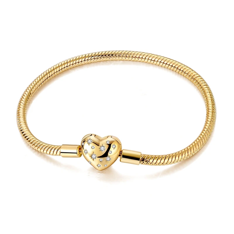 100% 925 Sterling Silber Bestseller Goldene Serie Armband Original Armbänder Passend für Charms Anhänger Perlen DIY Schmuck Geschenk