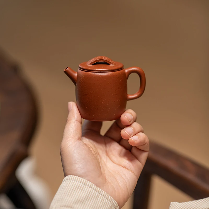 

Мини-фиолетовый глиняный горшок ручной работы, красная грязь Zhu Ni Changle, гигантское колесо из бисера, горшок для плитки Han, небольшая вместимость, чайник для каменного чая, кунг-фу