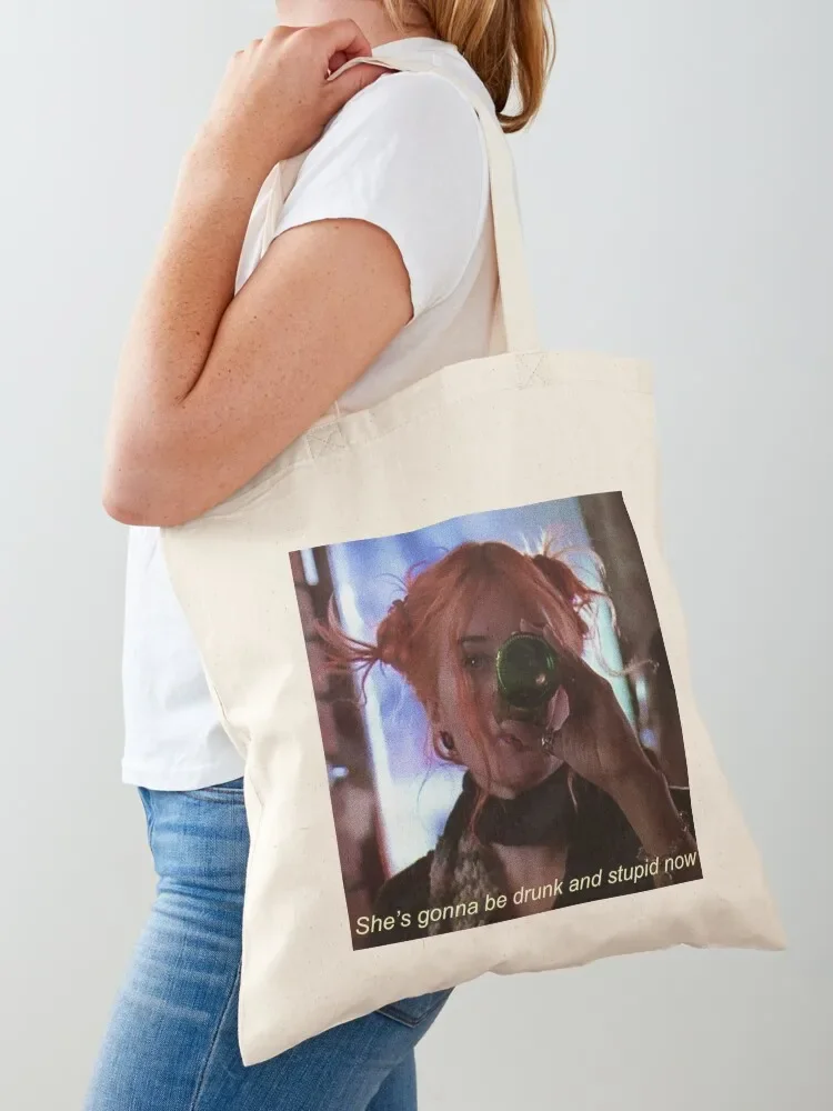

Eternal Sunshine Of The Spotless Mind She's gonna be drunk and stupid now Quote Tote Bag Shopping bags Fabric bag