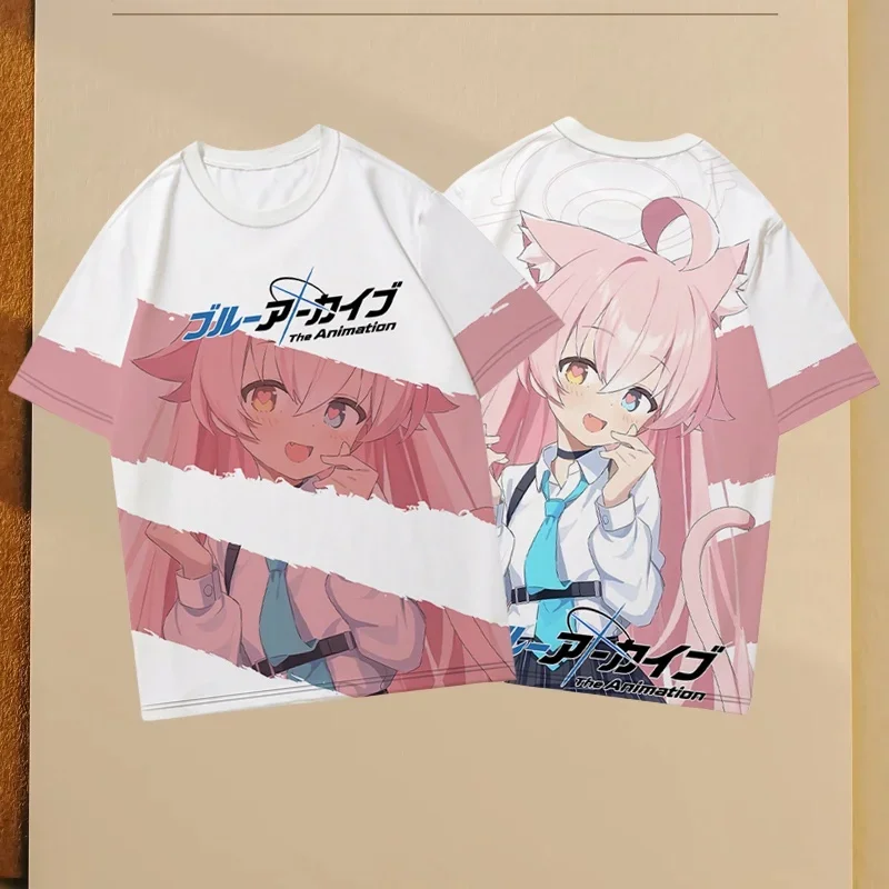 Summer Hot Anime Character Game Blue Archive Takanashi Hoshino T-shirt 3D Printed Men and Women Anime Harajuku Short Sleeve Top