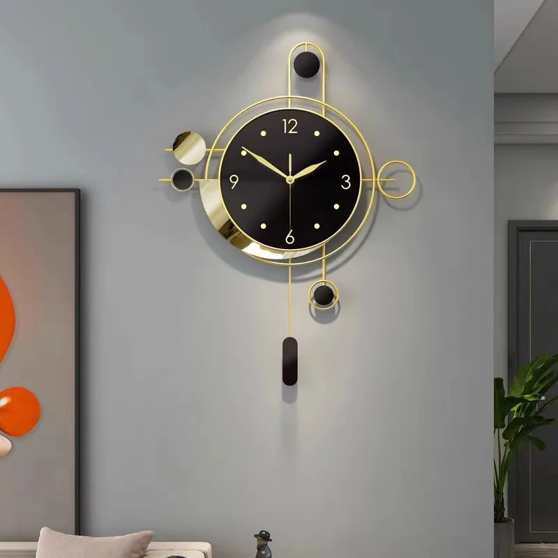 Modern Wall Clock Light Luxury Decorative Metal Home Decor Clock Battery Operated Non Ticking Retro Clock for Living Room Office