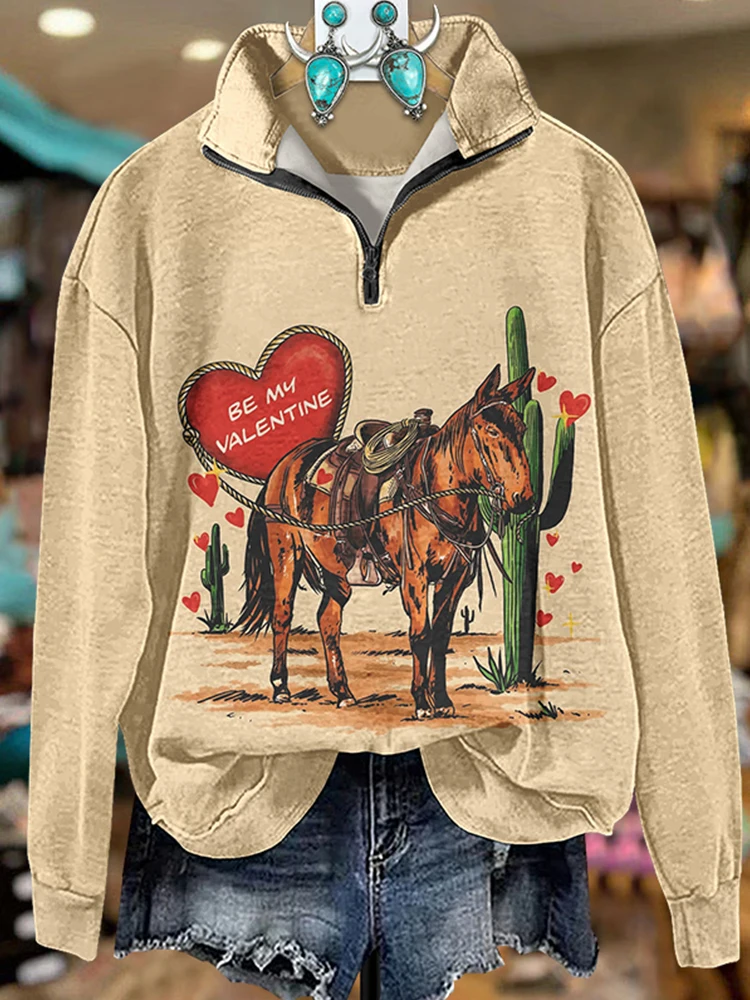 Western Valentine's Day Be My Lover Zipper Sweatshirt