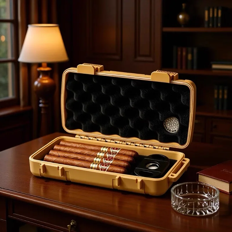 Portable Cigar Moisturizing Cigar Box, Waterproof And Sturdy For Outdoor Travel, Storing 5 Cigars In A Pack.