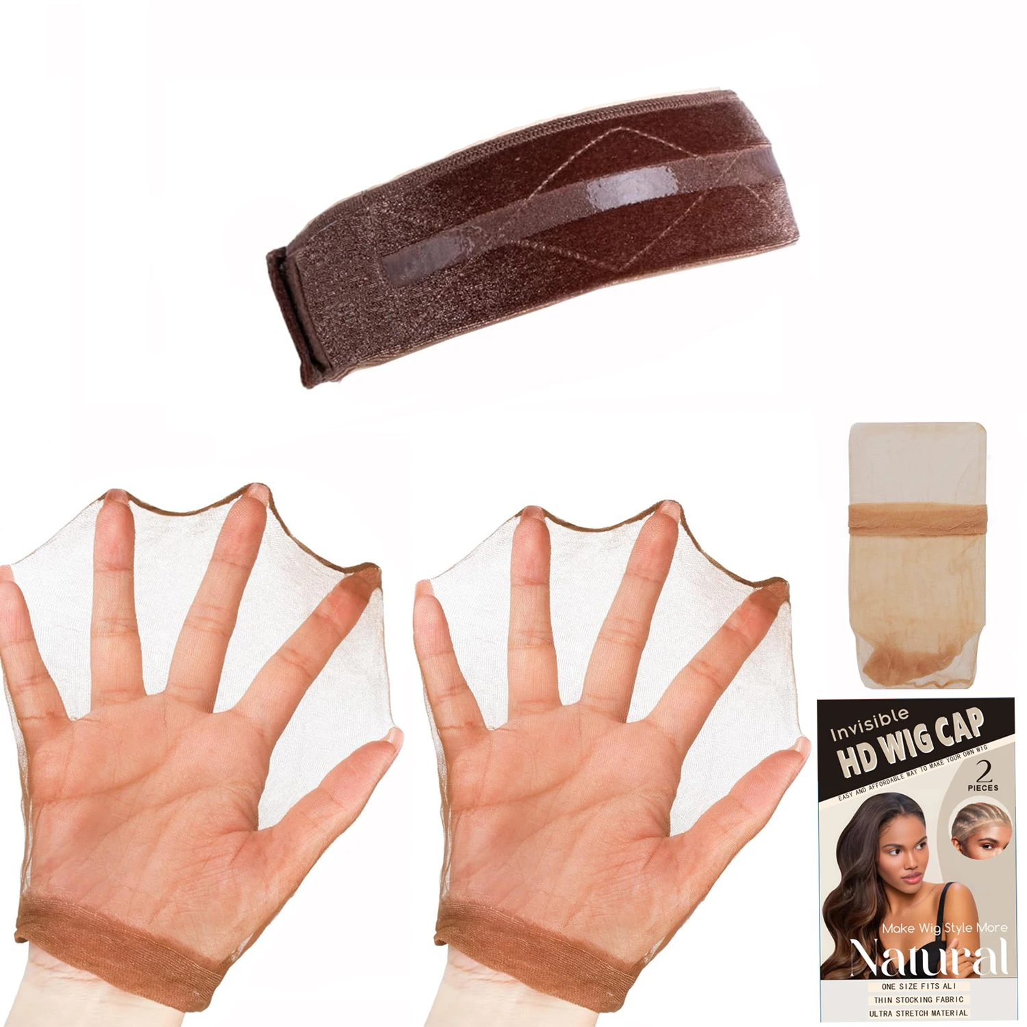 

Velvet Wig Grip Band Women: 1P Adjustable Silicone Non-Slip Wig Gripper with 2 HD Wig Caps Breathable Headbands toSecure YourWig