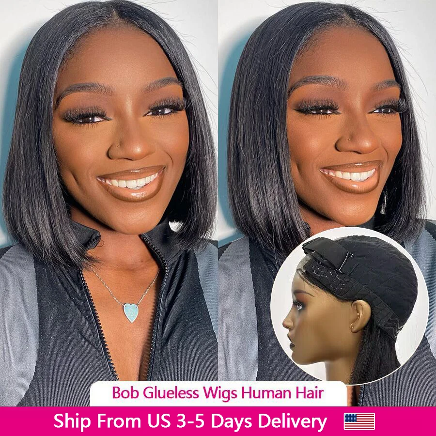 Bob Glueless Wig Human Hair Ready To Wear 10 12 Inch Bob Wig Human Hair 12A Brazilian Glueless Wigs Human Hair 3-5 Days Delivery