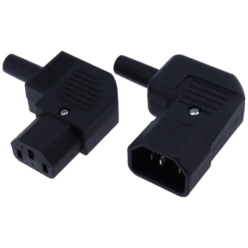 Black Elbow C15 C13 C14 Power Cord Wiring Power Plug Assemble IEC Connector Outlet PDU UPS Electrical AC Socket Plug 10A 250V