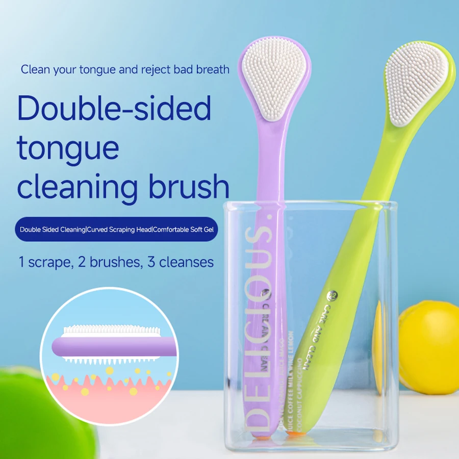 2  pieces with tongue scraper household deodorizing breath tongue coating brush blister paper card packaging