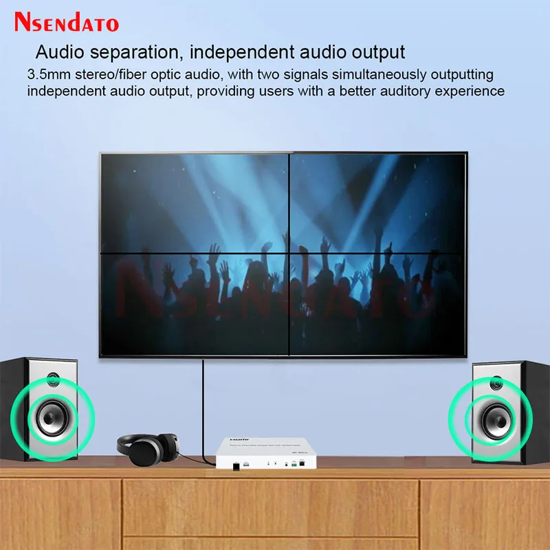 4K 60hz 2x2 نقطة إلى نقطة متعددة الشاشات HDMI صندوق الربط مع مشغل الوسائط HDMI ل U القرص العمودي شاشة أفقية الربط