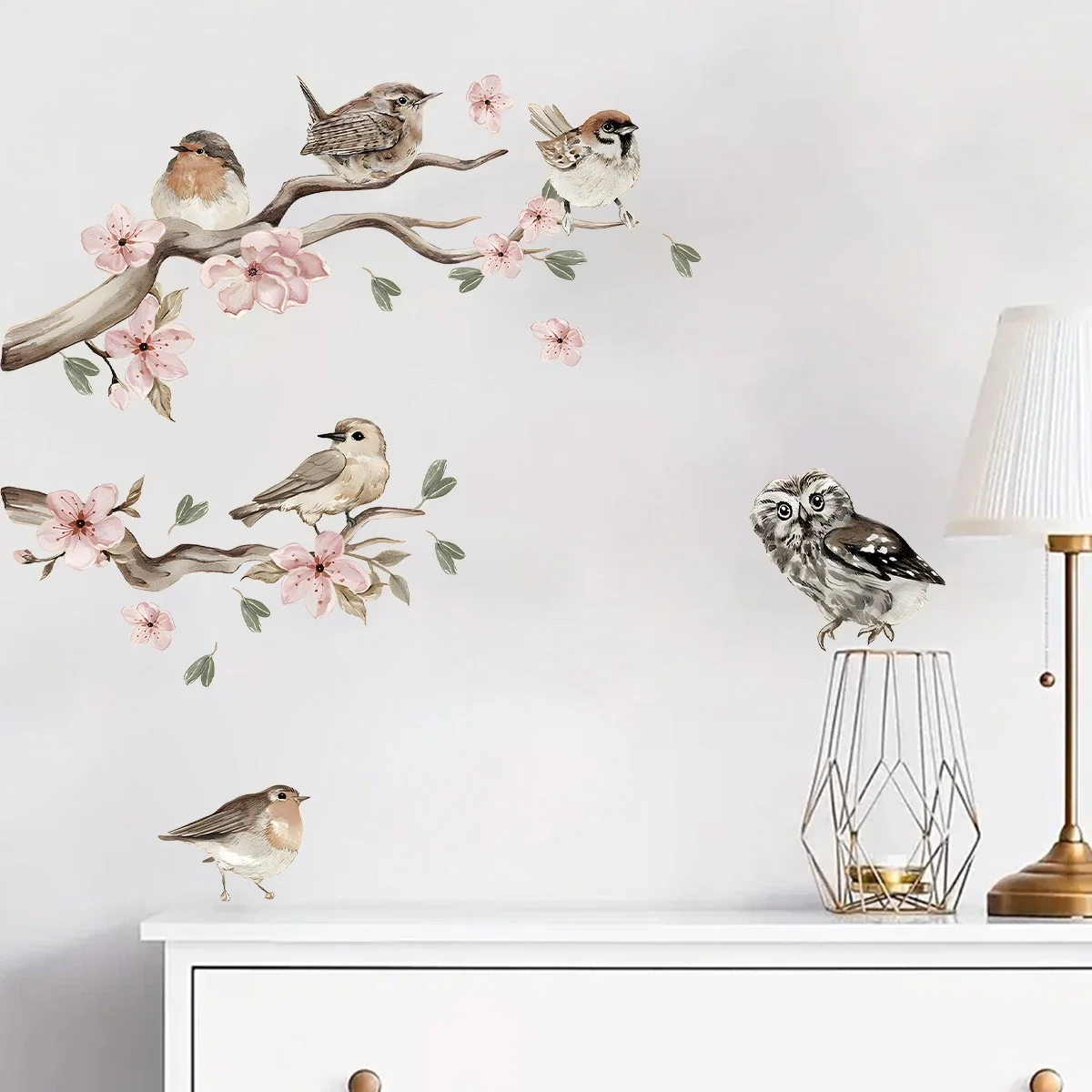 1Pc Watercolour Branch Birdie Wall Stickers Bedroom Decoration for Bedroom Wall Art Design Home Decor Living Room Wall Decal DIY