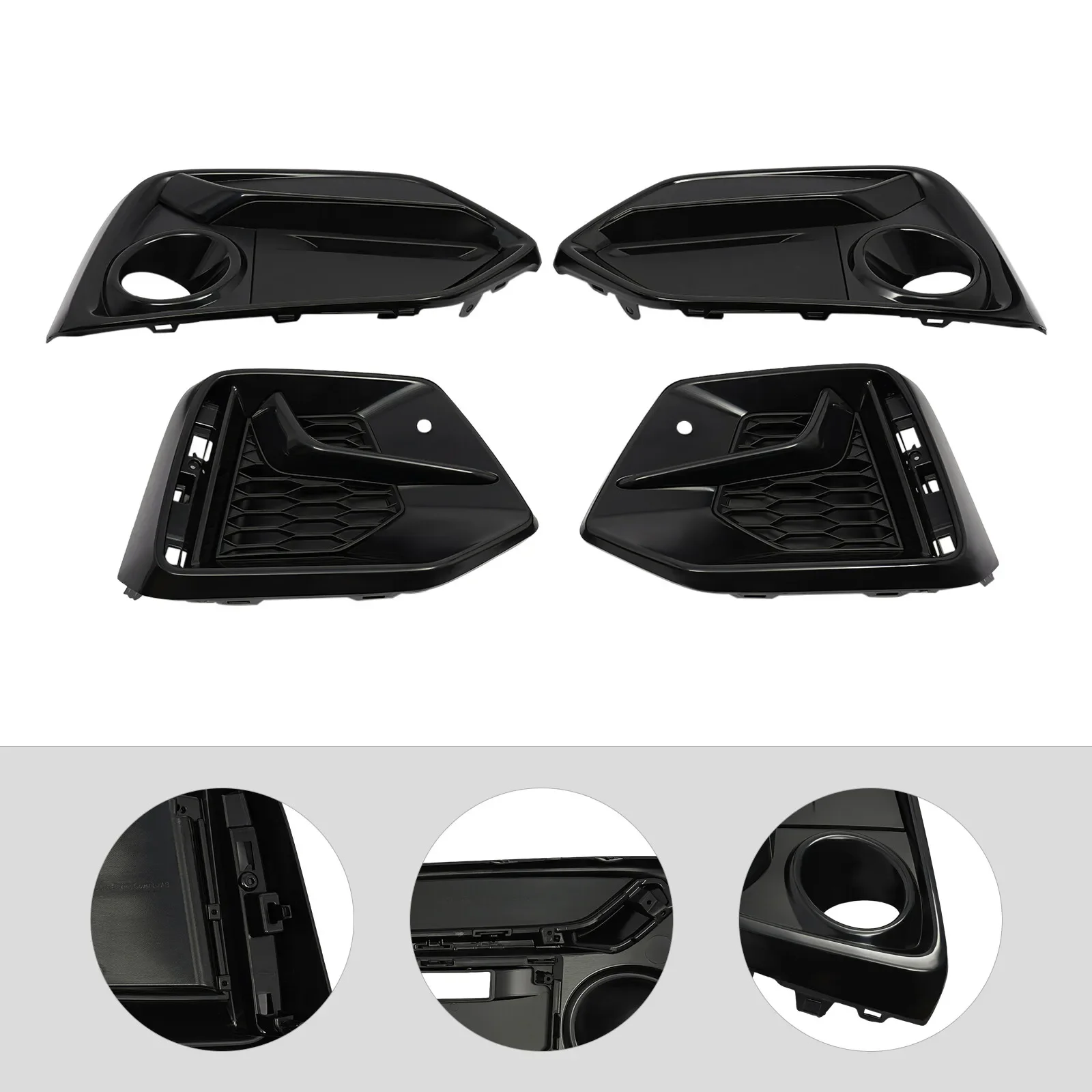 

2017-2021 Honda Civic Черный бампер Противотуманные фары Комплект декоративных накладок - Комплект передней и задней отделки