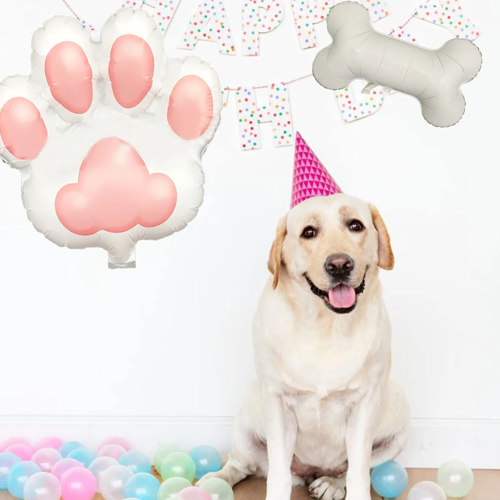 Cute Dog Footprint Balloon Bone Foil Ballons For Pet Themed Party Supplies Decors Kids Pink Dog Birthday Party Decorations