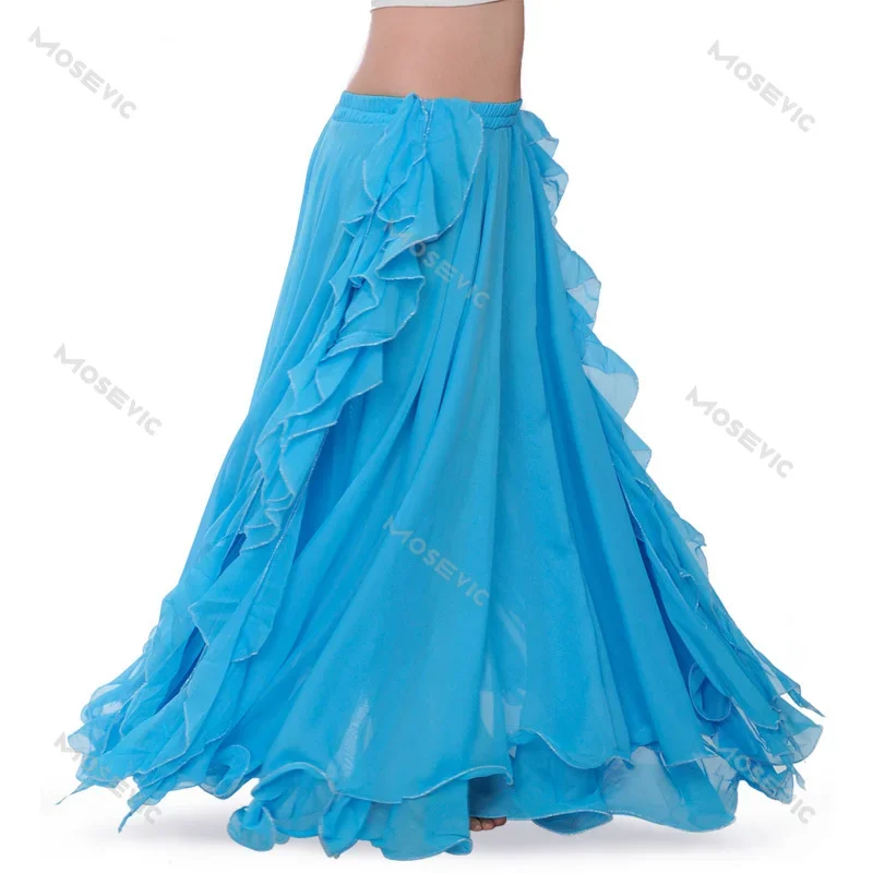 Chiffon Double High Slits Oriental Belly Dance Skirts For Women (Without Belt) Bellydance Costume Accessoires Skirt