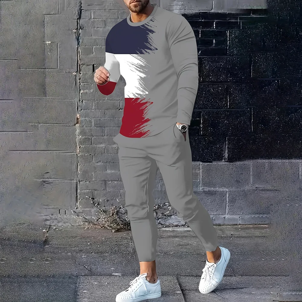2025 New Men's Trend Street Sports Two-piece Set Handsome Comfortable Fashion Top Pants Casual Lightweight Soft Two-piece Set