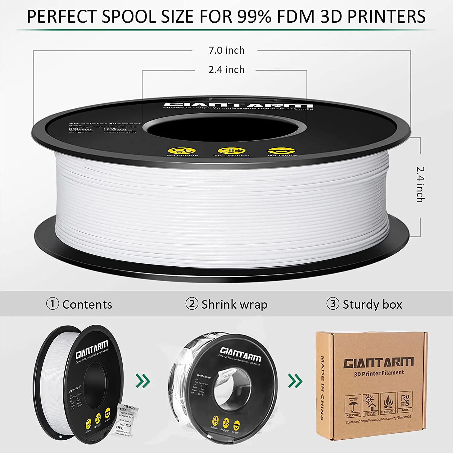 GIANTARM PETG Filament 1,75mm 1kg 2,2lbs ±0,03mm Verhedderungsfrei Verstopfungsfrei Hochglänzend Zäh Mehrfarbig 3D-Drucker Filament Vacu – Detail 5