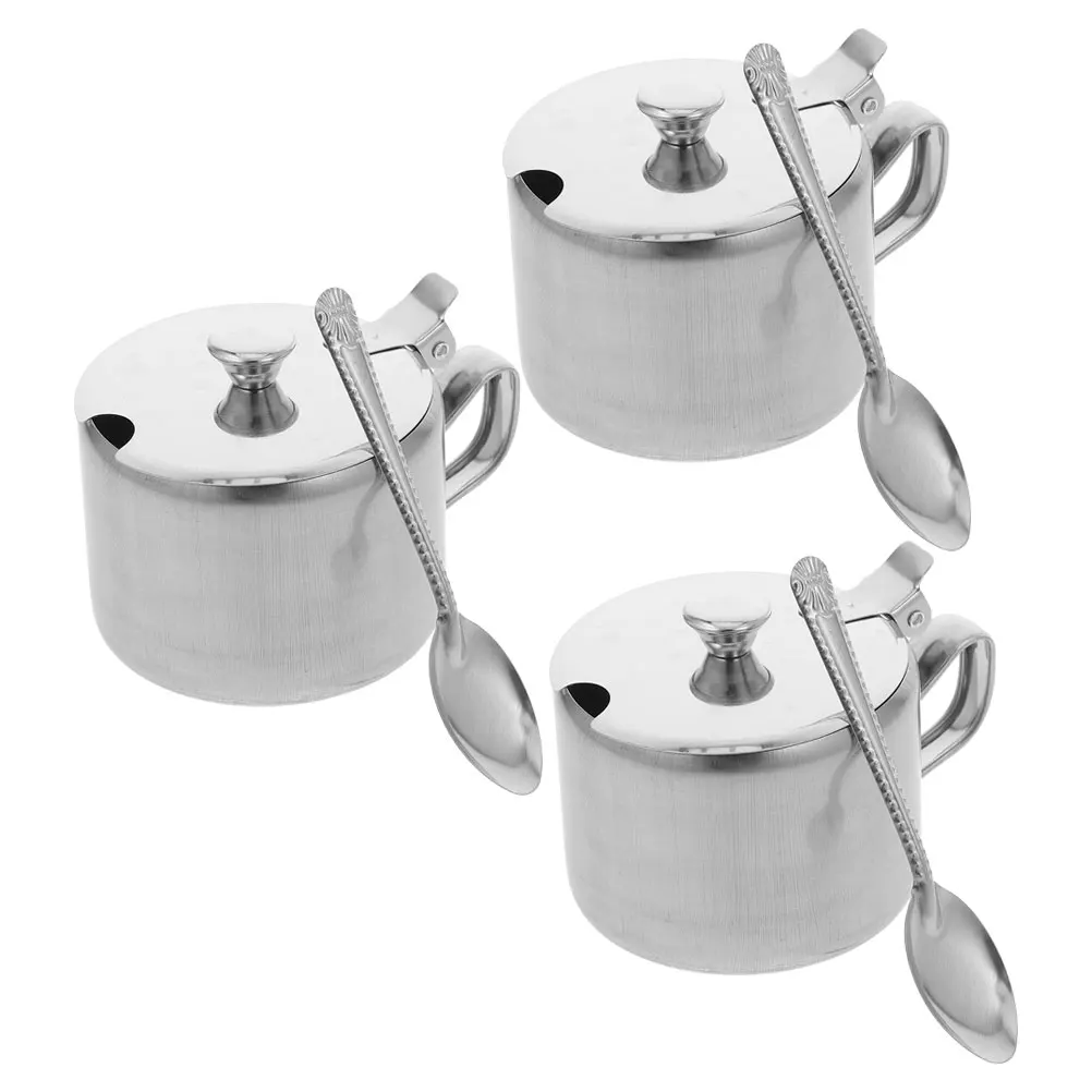 

Stainless Steel Sugar Bowl Countertop Dish Candy Storage Container Food Jar Condiment Holder Dispenser Decorative Jars