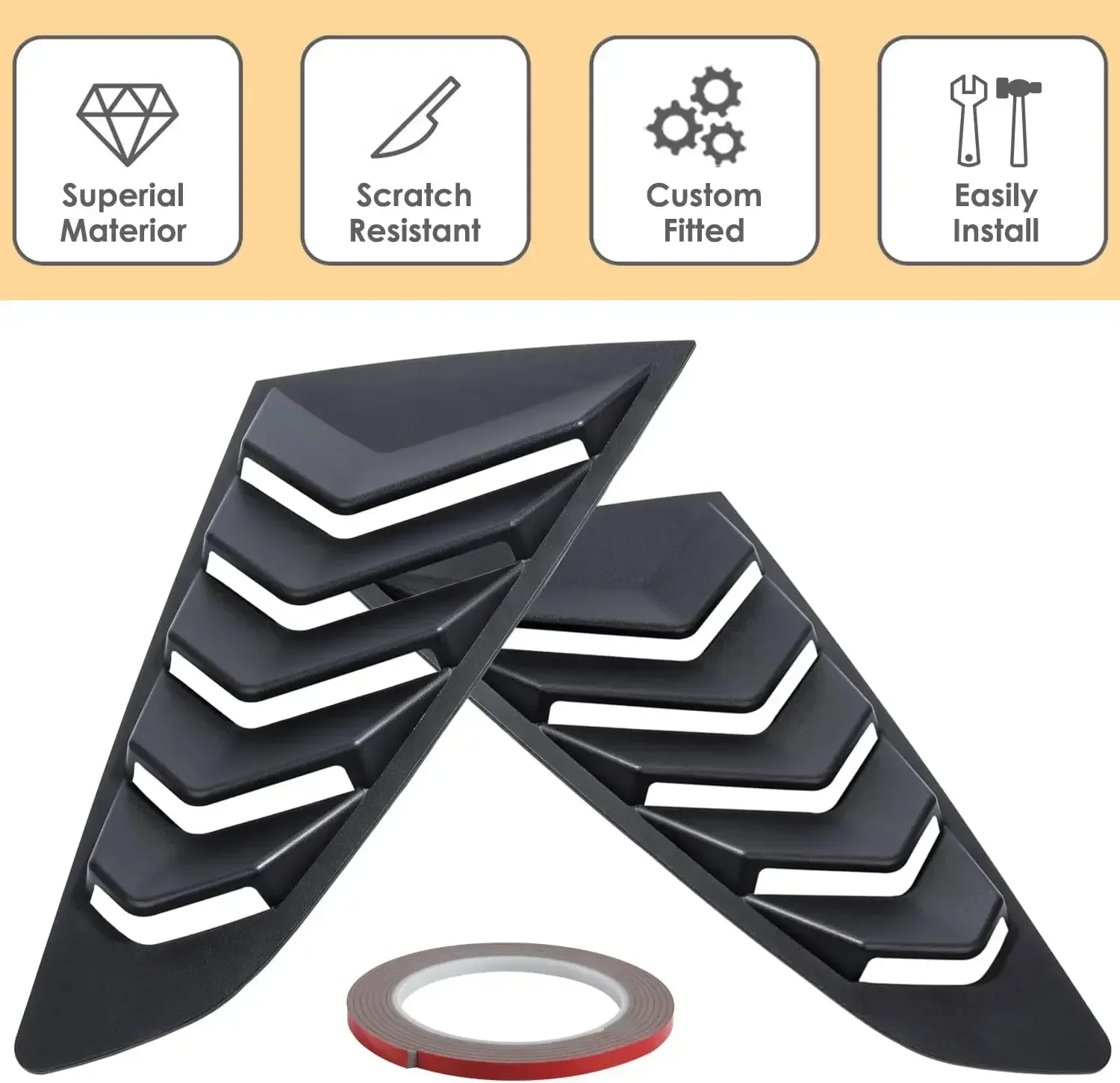 2 قطعة لفورد موستانج 2015-2020 سيارة الخلفي الخارجي نافذة الربع كوة غطاء الجانب تنفيس مصراع الكسوة مغرفة ABS اكسسوارات #4