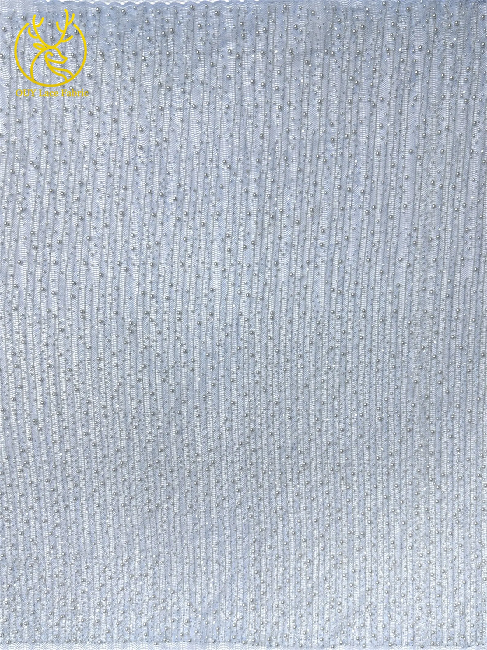 Neues Design Afrikanischer Großer Perlen-Spitzenstoff 2026 Nigerianischer Perlen-Pailletten-Spitzenstoff für Abendkleider Nähen 5 Yards – Detail 6
