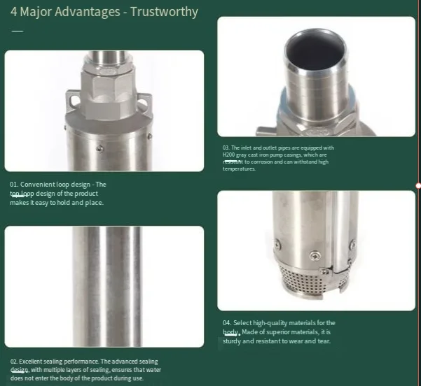 1.5KW stainless steel deep well high-flow household submersible pump - irrigation oil-immersed pump for wells