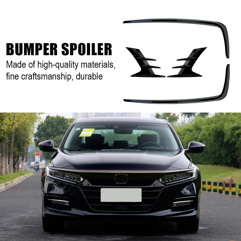 Car Front Bumper Fog Lights Cover Set Bumper Cover Protector Trim for Honda Accord 10Th 2018-2020 Black