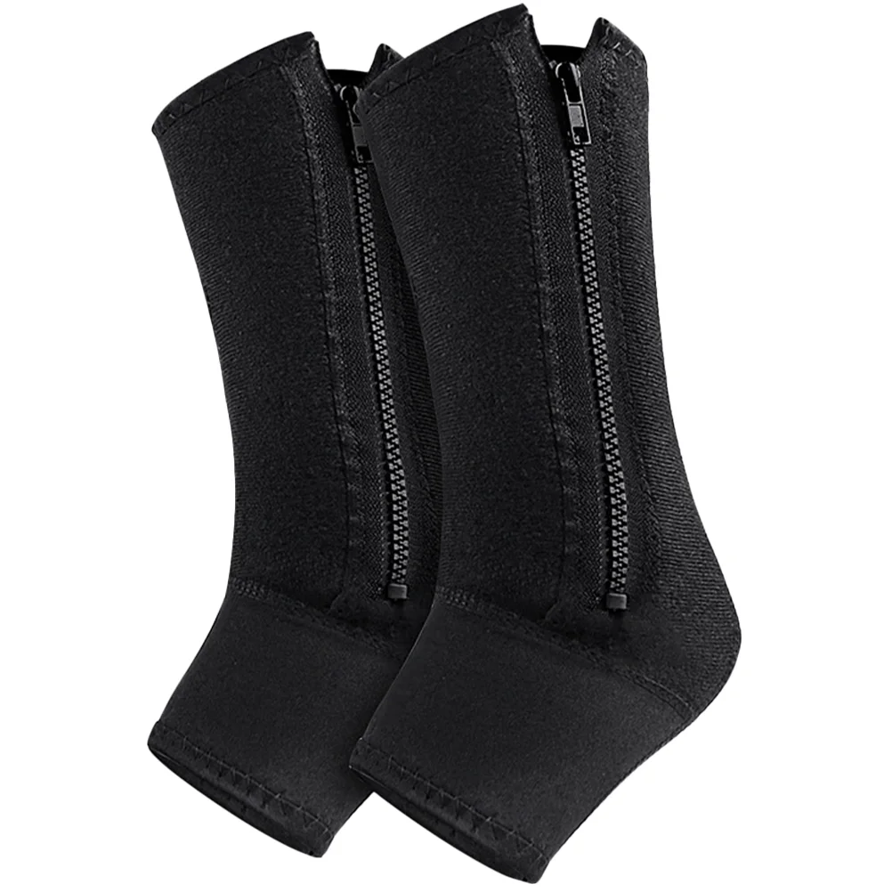 

2 Pcs Sports Ankle Guard Leg Sock Cover Zipper Foot Socks Fixed 2pcs (Black) Braces Compression Support for Men Man Sprained