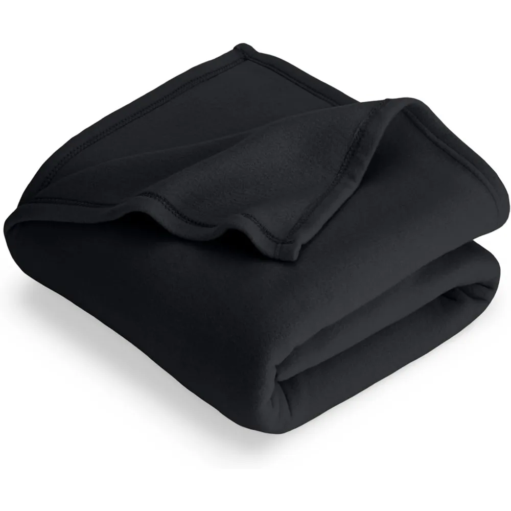 

Polar Fleece Blanket - Full/Queen Size - Black - Premium Warm and Cozy Throw for Bed, Sofa, Camping, and Travel
