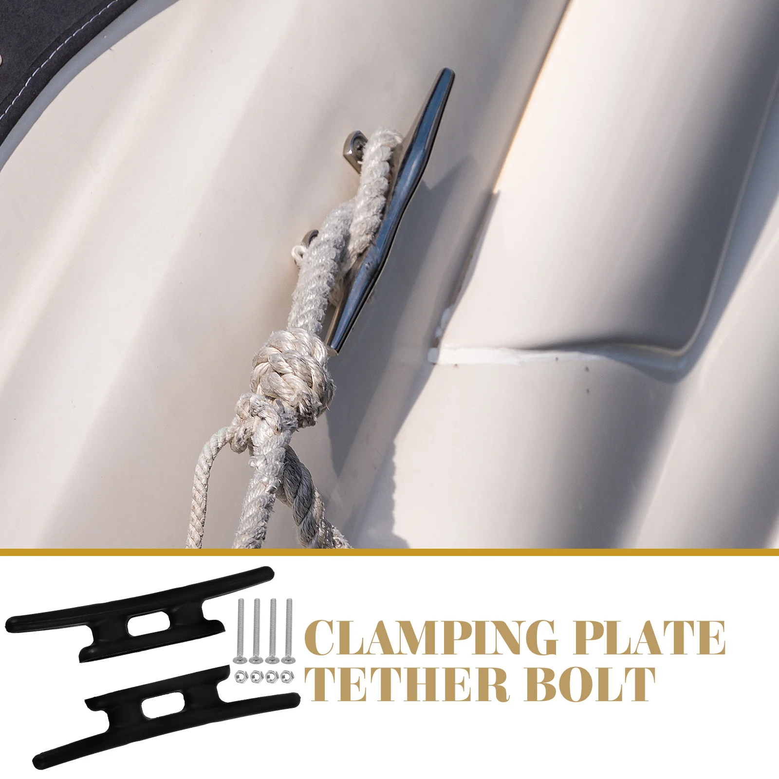 

2 Pcs Yacht Tether Tyre Bolt Nylon Deck Cleats Marine Rope Boat Dock Mooring Black